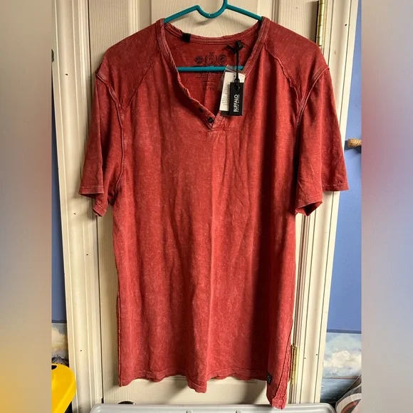 BUFFALO DAVID BITTON MENS SHORT SLEEVE HENLEY - Picture 1 of 6